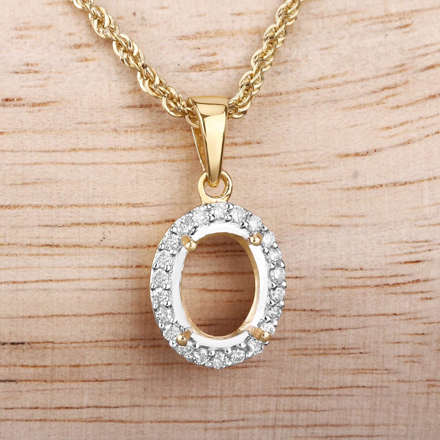 0.22 Carat Genuine White Diamond 14K Yellow Gold Semi Mount Pendant - Sable Gold