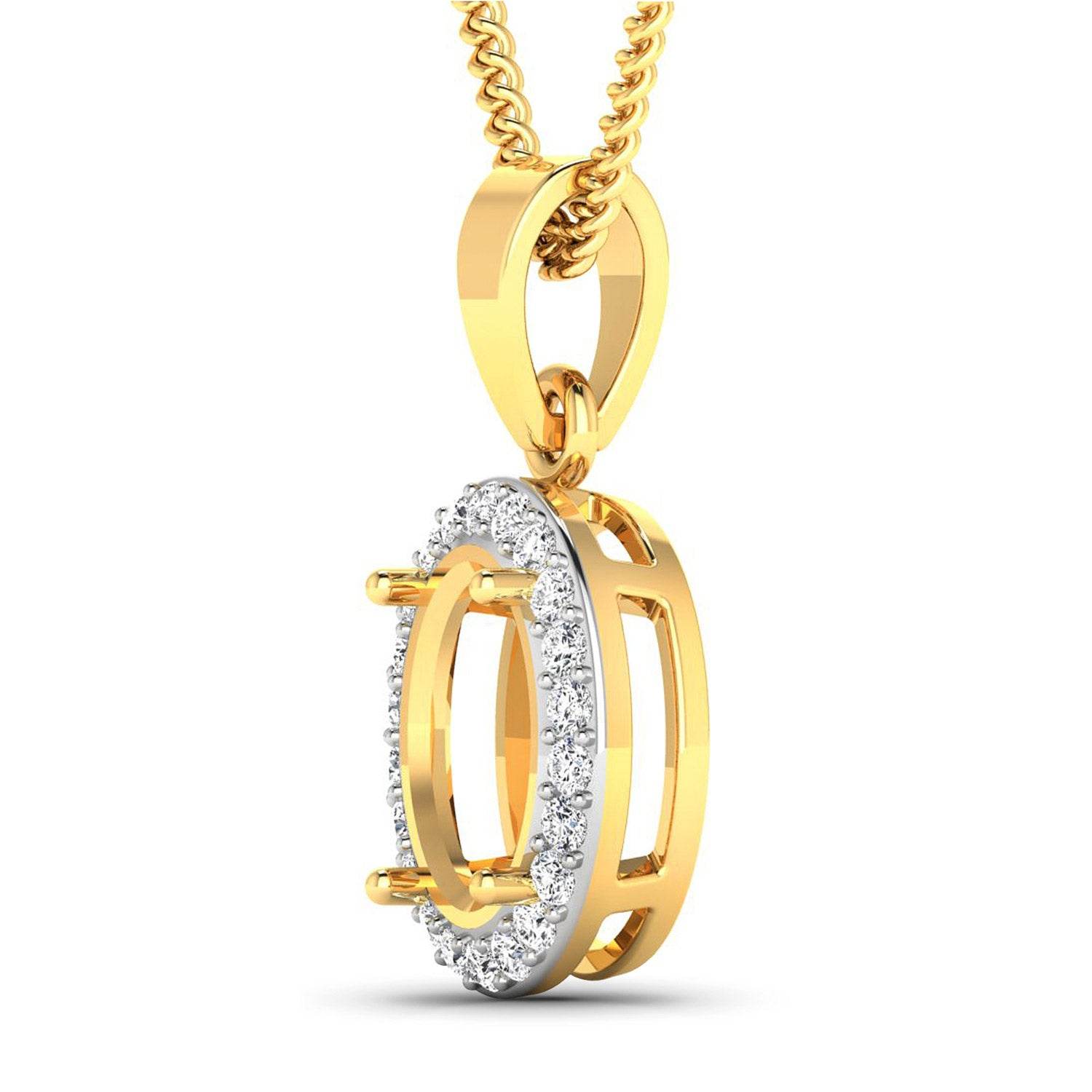 0.22 Carat Genuine White Diamond 14K Yellow Gold Semi Mount Pendant - Sable Gold