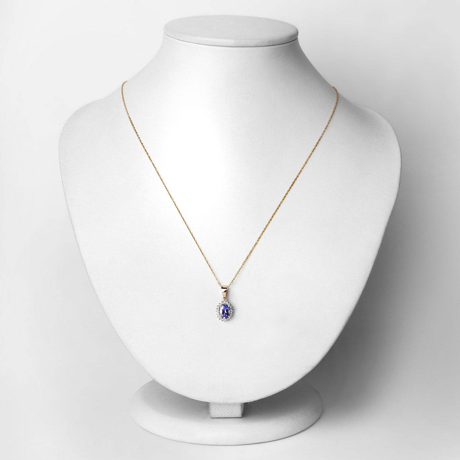 0.86 Carat Genuine Tanzanite and White Diamond 14K Yellow Gold Pendant - Sable Gold