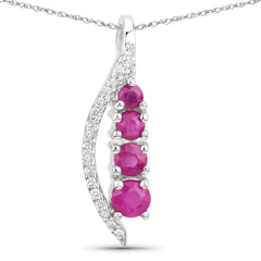 0.43 Carat Genuine Ruby and White Diamond 14K White Gold Pendant - Sable Gold