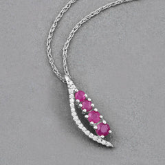 0.43 Carat Genuine Ruby and White Diamond 14K White Gold Pendant - Sable Gold