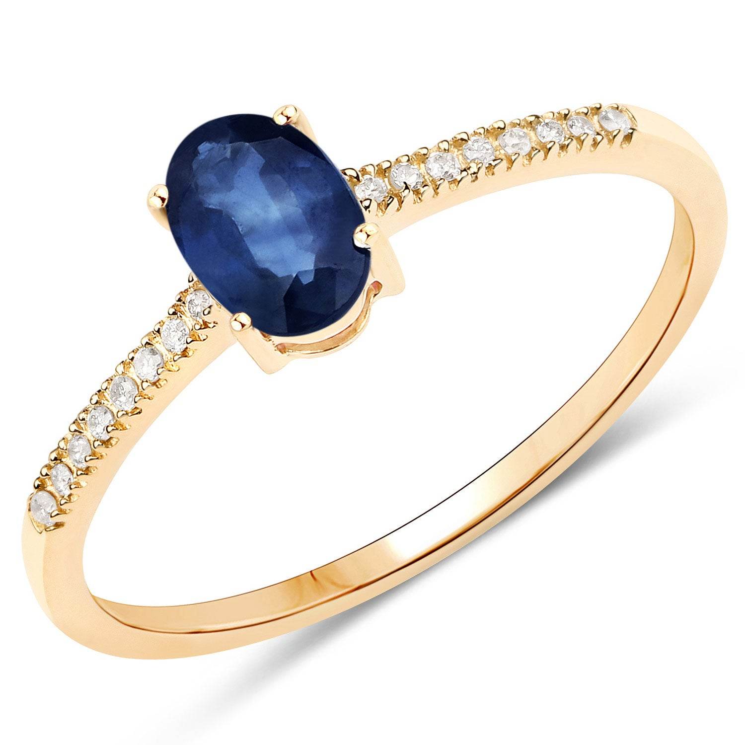 0.54 Carat Genuine Blue Sapphire and White Diamond 14K Yellow Gold Ring - Sable Gold