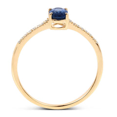 0.54 Carat Genuine Blue Sapphire and White Diamond 14K Yellow Gold Ring - Sable Gold