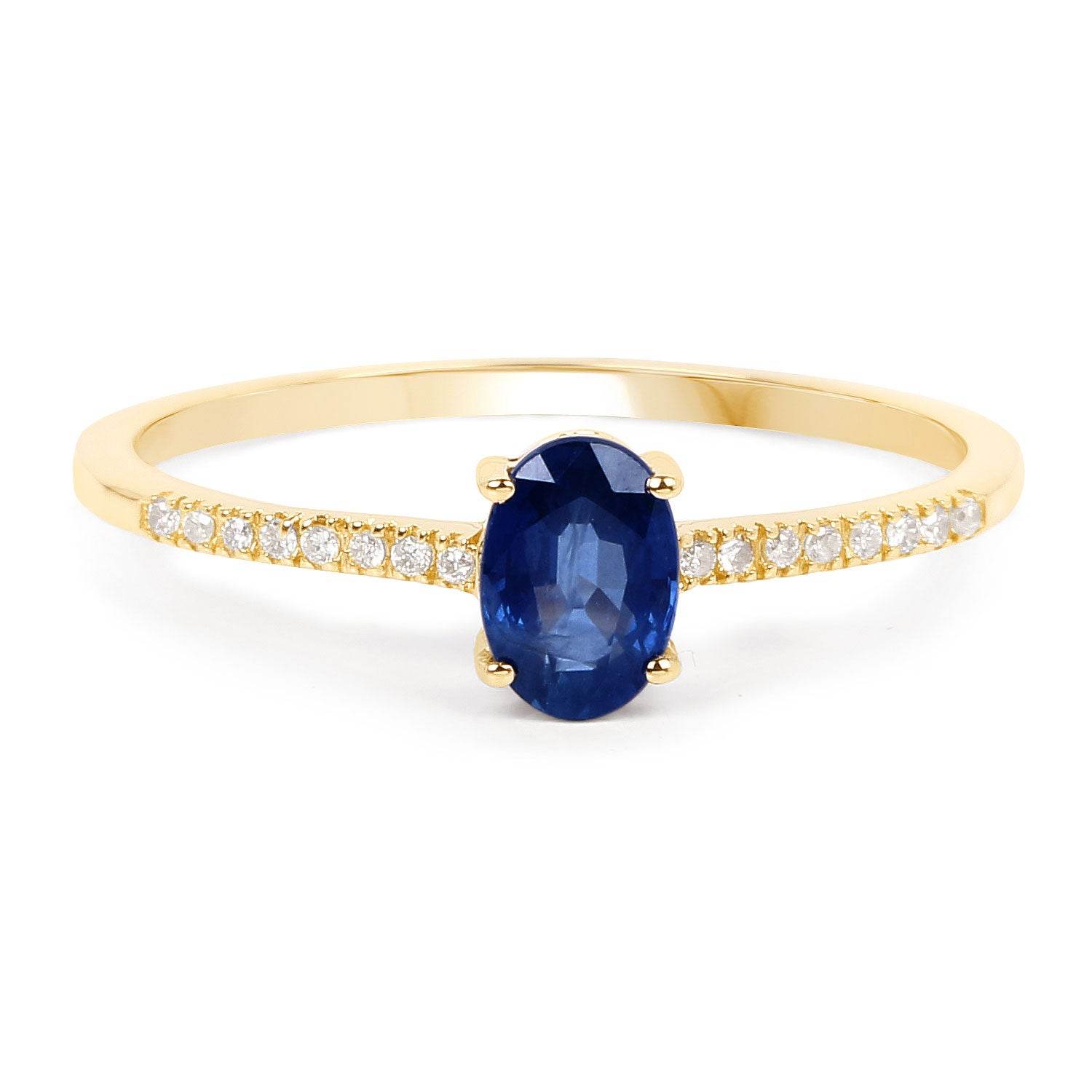 0.54 Carat Genuine Blue Sapphire and White Diamond 14K Yellow Gold Ring - Sable Gold