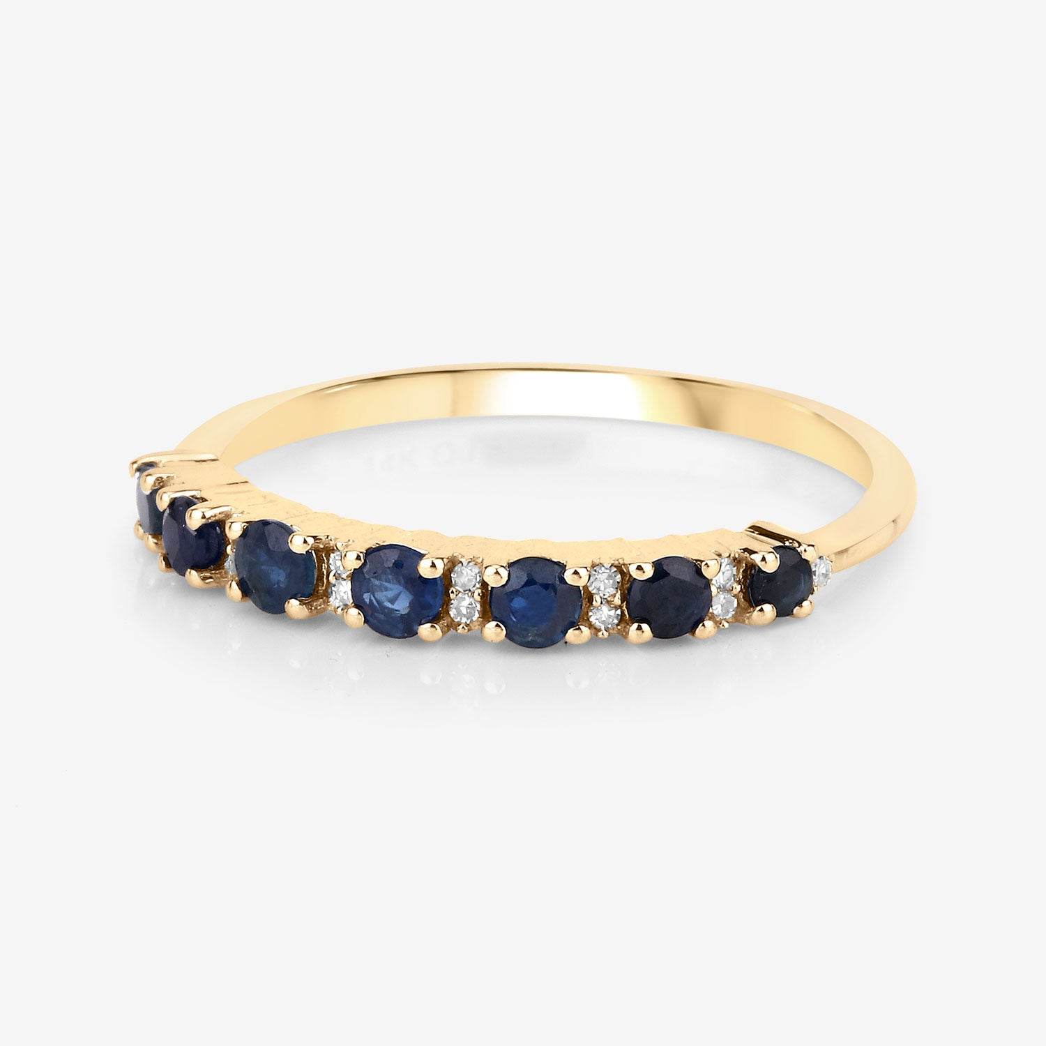 0.43 Carat Genuine Blue Sapphire and White Diamond 14K Yellow Gold Ring - Sable Gold