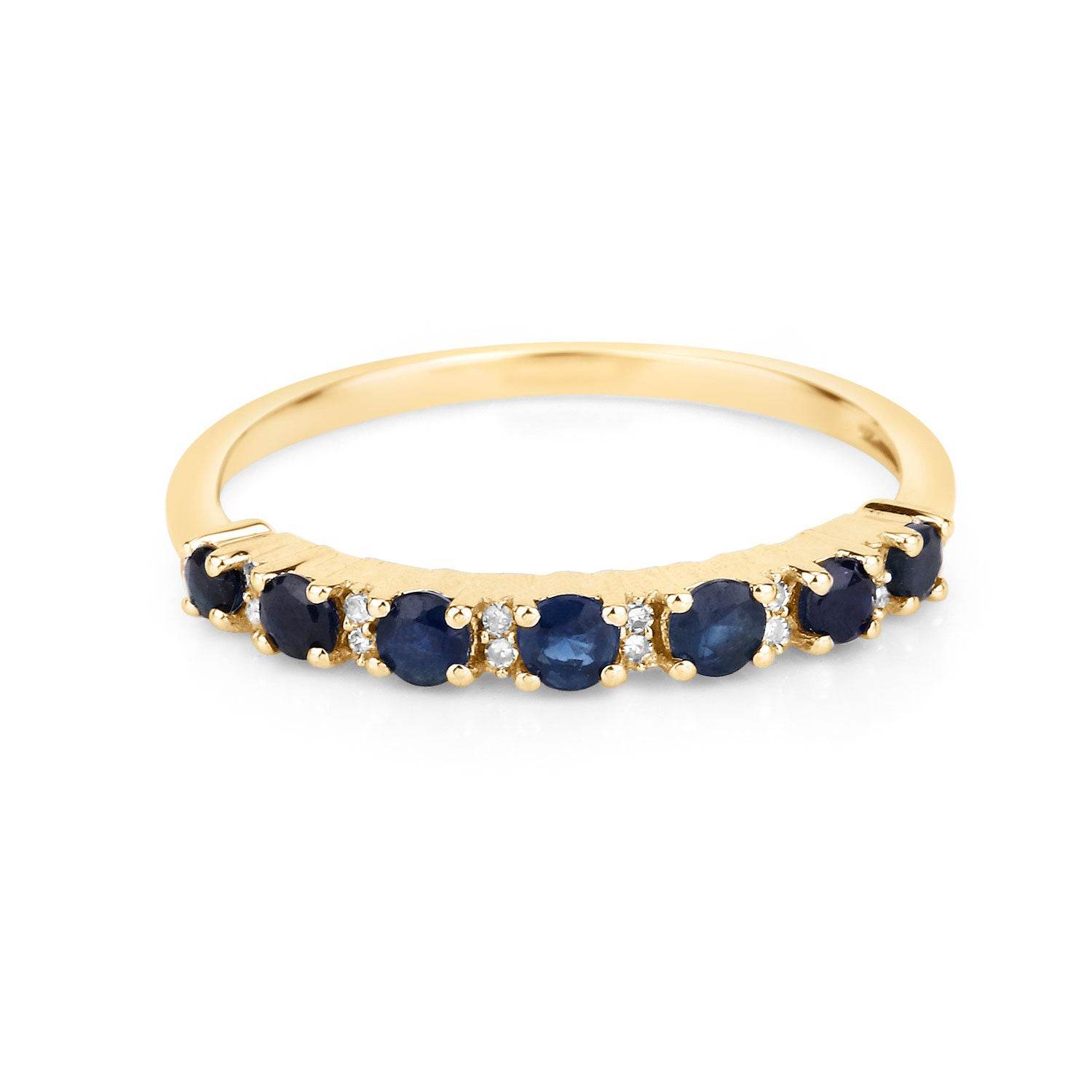 0.43 Carat Genuine Blue Sapphire and White Diamond 14K Yellow Gold Ring - Sable Gold