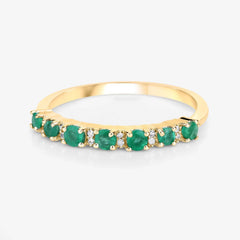 0.41 Carat Genuine Zambian Emerald and White Diamond 14K Yellow Gold Ring - Sable Gold