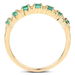 0.41 Carat Genuine Zambian Emerald and White Diamond 14K Yellow Gold Ring - Sable Gold